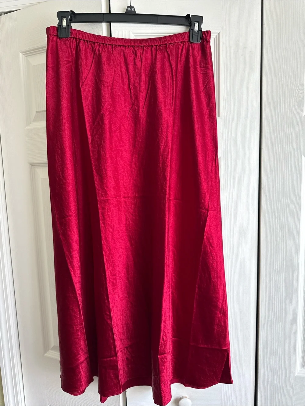 NWT EILEEN FISHER Textured Satin Ruby Midi Skirt